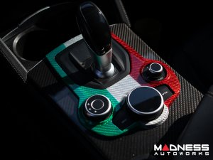 Alfa Romeo Giulia Central Console Trim - Carbon Fiber - Center Tunnel Trim - Pre '20 - Italian Theme - Feroce Carbon